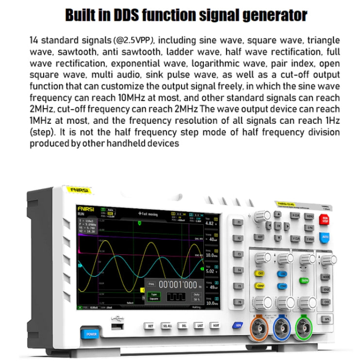 FNIRSI 2 In 1 Dual-Channel 100M Bandwidth Digital Oscilloscope 1GS Sampling Signal Generator, EU Plug 1014D +P4100 Probe