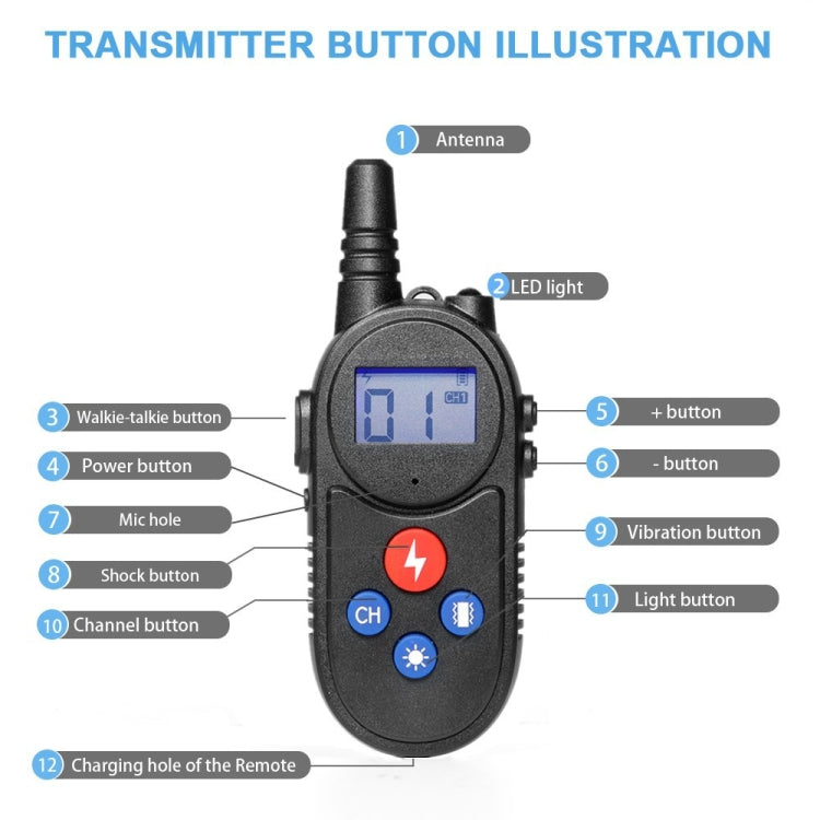1000m Remote Control Intercom Dog Trainer Electric Shock Vibration Stop Barker(Yellow)