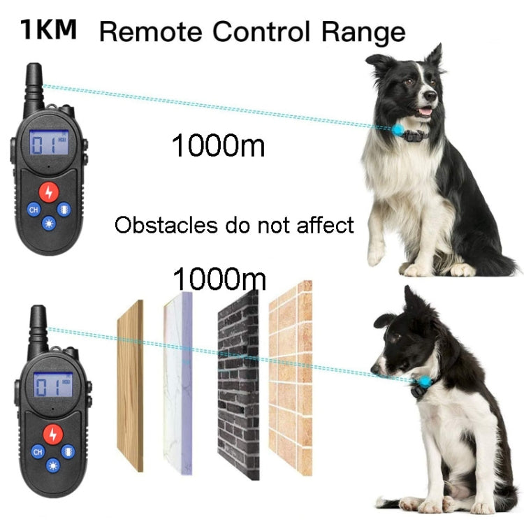 1000m Remote Control Intercom Dog Trainer Electric Shock Vibration Stop Barker(Black)