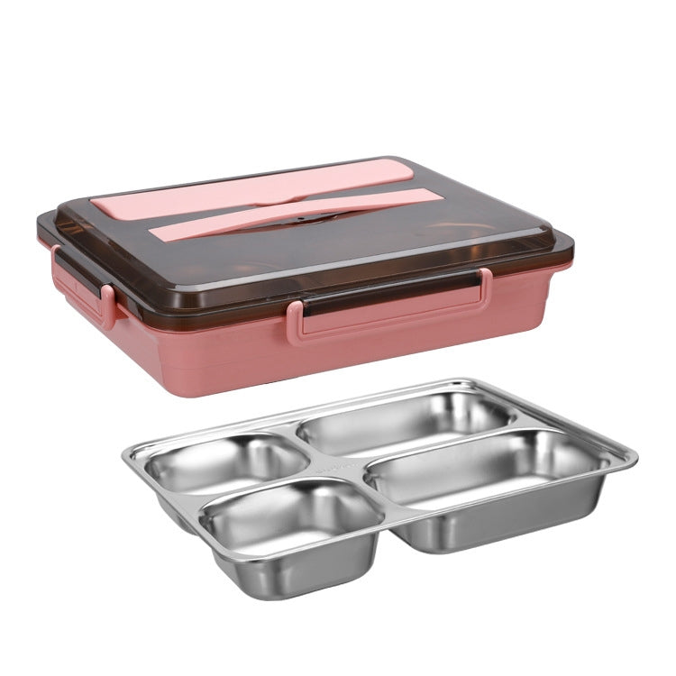 304 Stainless Steel Lunch Box Leakproof Insulated Student Dormitory Bento Box, Spec: 4 Grid Pink