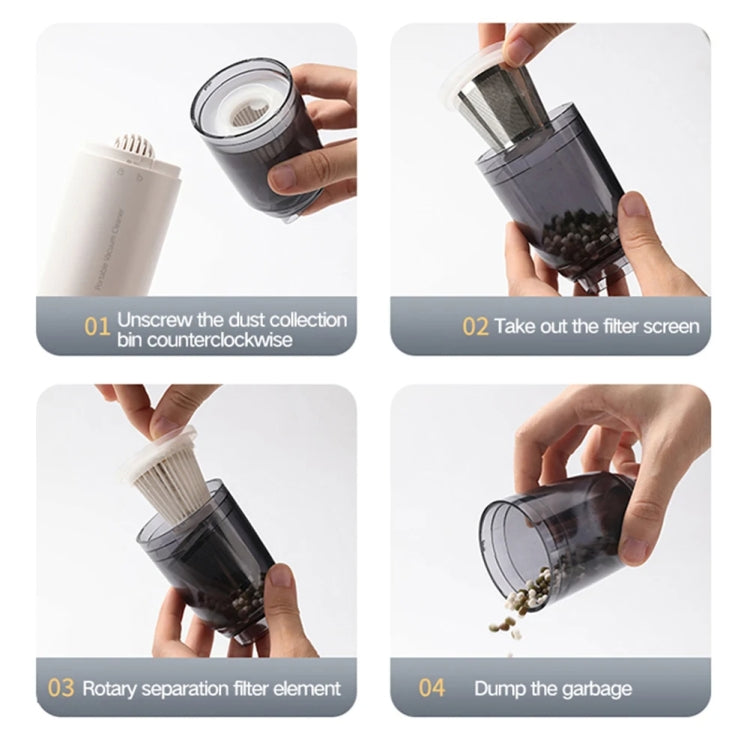 Mini Portable Detachable Wireless Handheld Powerful Car Vacuum Cleaner, Style: Metal Filter (Black)
