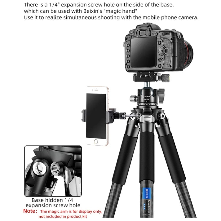 BEXIN RC254 Carbon Fiber Portable Folding Tripod SLR Camera Low Gravity Center Gimbal Photography Bracket