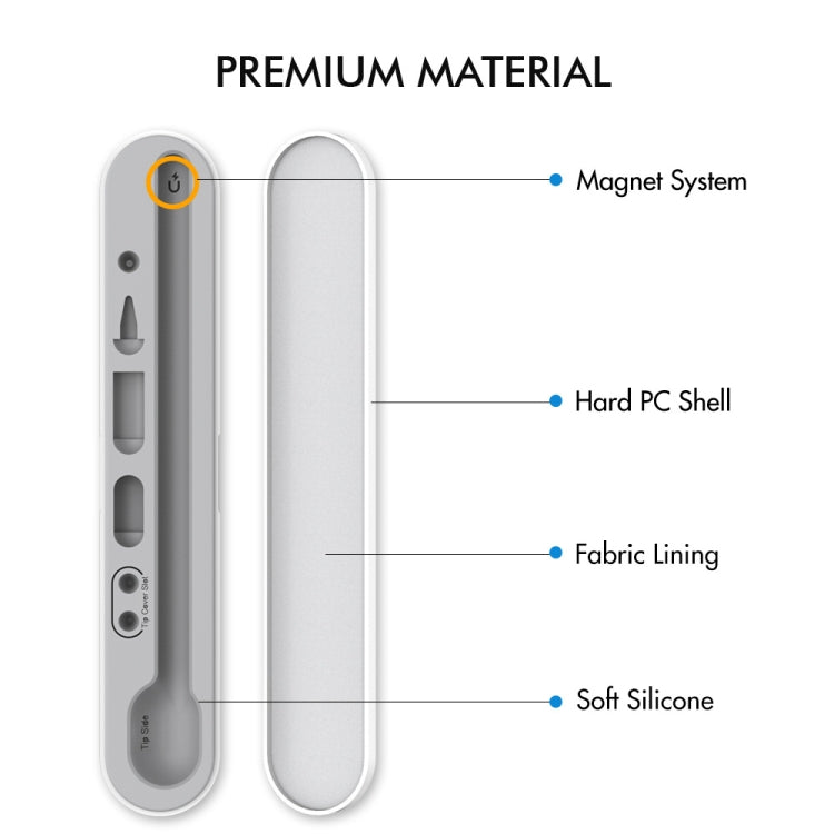 AahStyle PT121 For Apple Pencil 1 / 2 Magnetic Storage Convenient Pen Box(Gray)