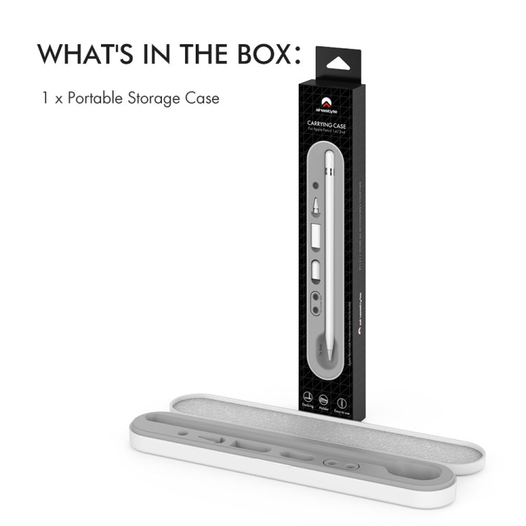 AahStyle PT121 For Apple Pencil 1 / 2 Magnetic Storage Convenient Pen Box(Gray)