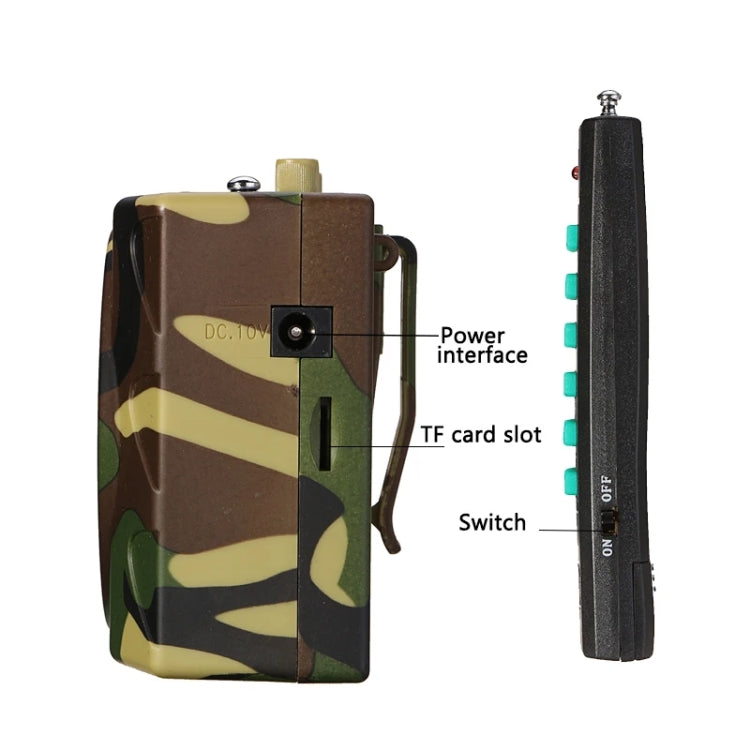 25W Bluetooth Voice Amplifier Bird Hunting Speaker Supports USB/TF/FM 1000m Remote Control US Plug(Camouflage)