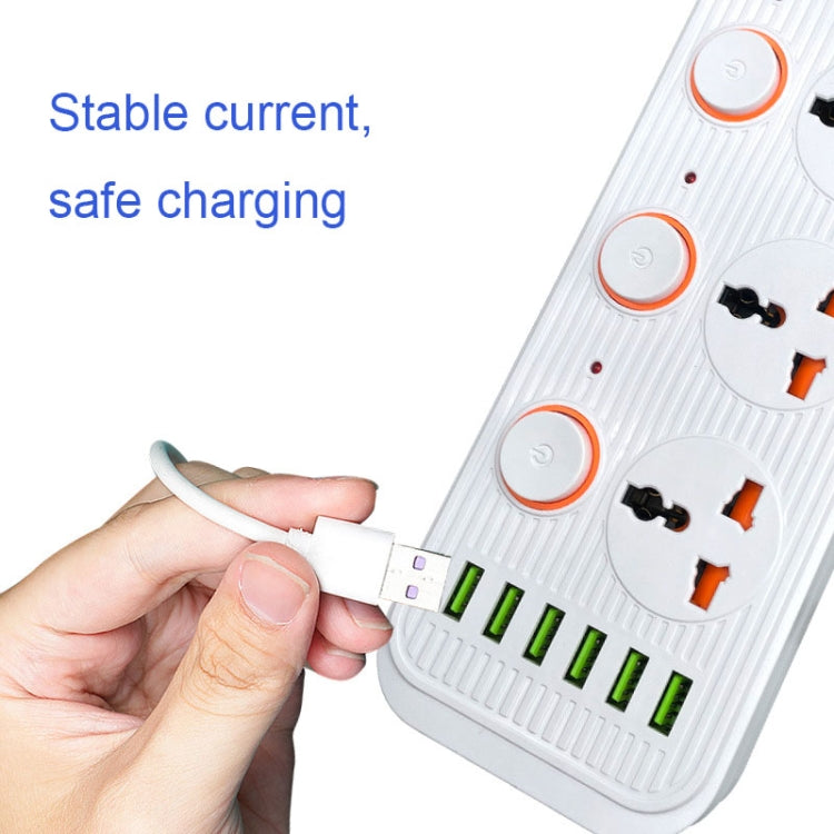 A05 2m 3000W 4 Plugs + 6-USB Ports Multifunctional Flame-Retardant Socket With Switch(UK Plug)