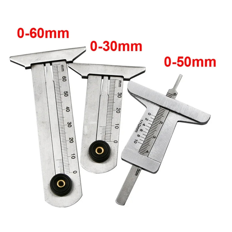 0-60mm Stainless Steel Tire Tread Vernier Depth Gauge