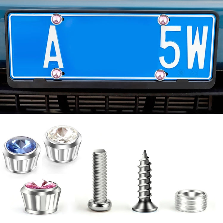 Licence Plate Frame Rhinestone Anti-theft Fixing Nut Cover(Blue Diamond) - License Plate Covers & Frames by PMC TechLife | Online Shopping South Africa | PMC TechLife | Buy Now Pay Later Mobicred