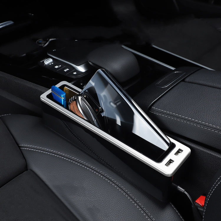 Car Seat Gap Storage Box with 2 USB Charging Port, Color: Principal Driver Silver - Stowing Tidying by PMC TechLife | Online Shopping South Africa | PMC TechLife | Buy Now Pay Later Mobicred