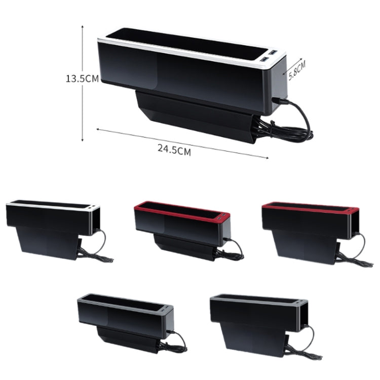 Car Seat Gap Storage Box with 2 USB Charging Port, Color: Principal Driver Silver