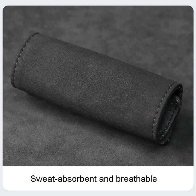 1pair Car Door Handle Decorative Anti-Scratch Cover Car Slippery Leather Inner Door Handle Protective Cover(Black)
