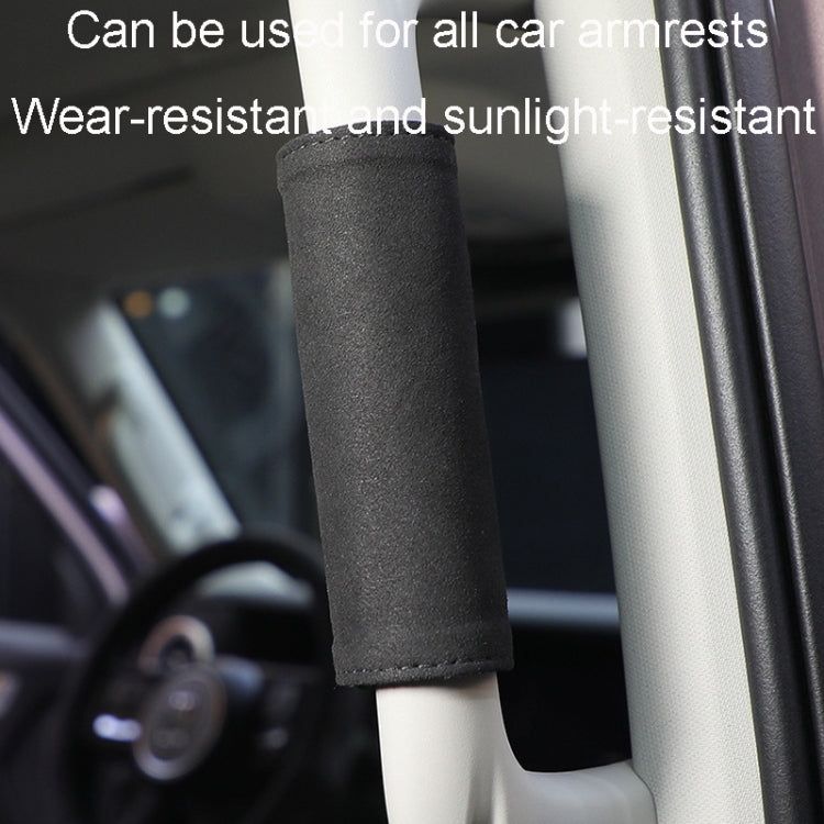 1pair Car Door Handle Decorative Anti-Scratch Cover Car Slippery Leather Inner Door Handle Protective Cover(Black)