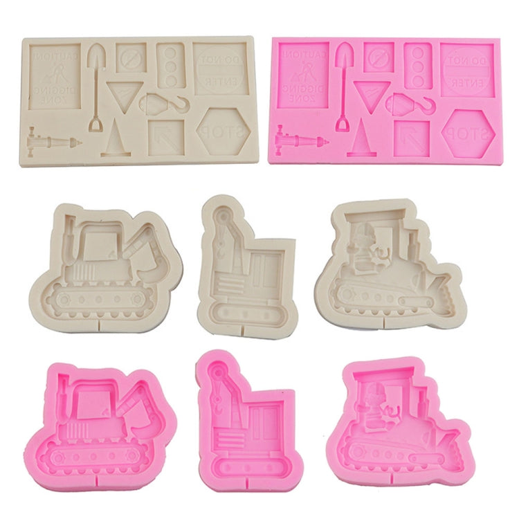 Cartoon Construction Site Tools Engineering Car Cake Decoration Molds, Specification: MK-3056 (Light Gray)