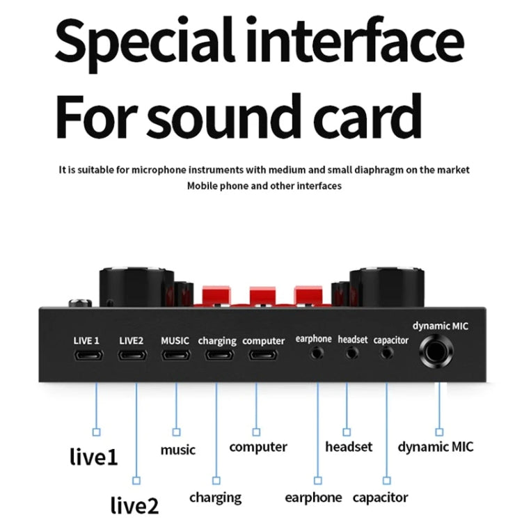 BM800+V8S Sound Card Set Audio Condenser Mic Studio Singing Microphone