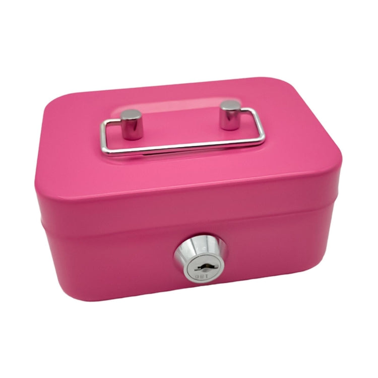 Portable Metal Safe Cash Box Piggy Bank Money Organizer with Key(Small Pink)