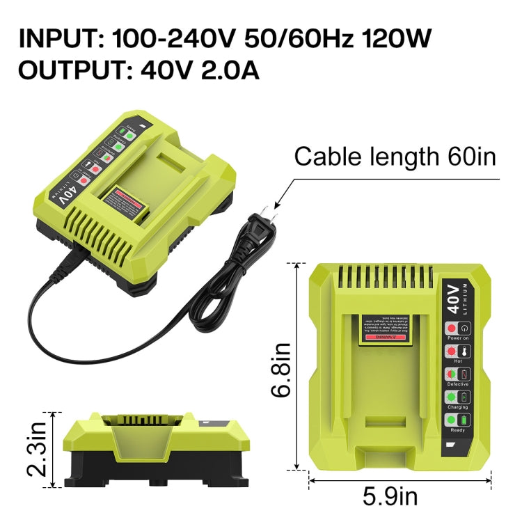 36-40V Tool Cutting Machine Battery Charger, For RYOBI PO401 / PO403 / PO400, Plug: EU - Lawn Mower, Saws & Accessories by PMC Jewellery | Online Shopping South Africa | PMC Jewellery | Buy Now Pay Later Mobicred