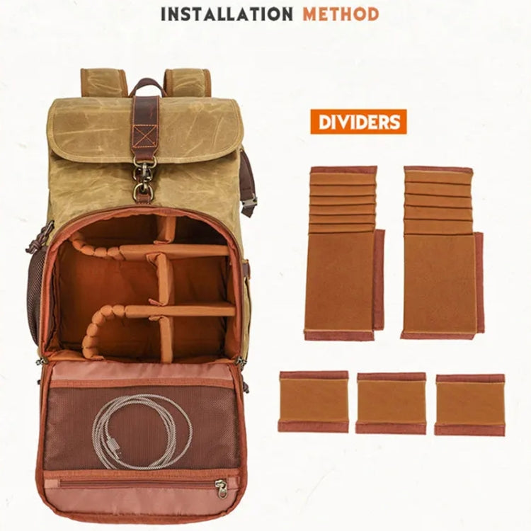 Large Capacity SLR Digital Camera Bag Laptop Backpack Canvas Storage Bag(Grey)