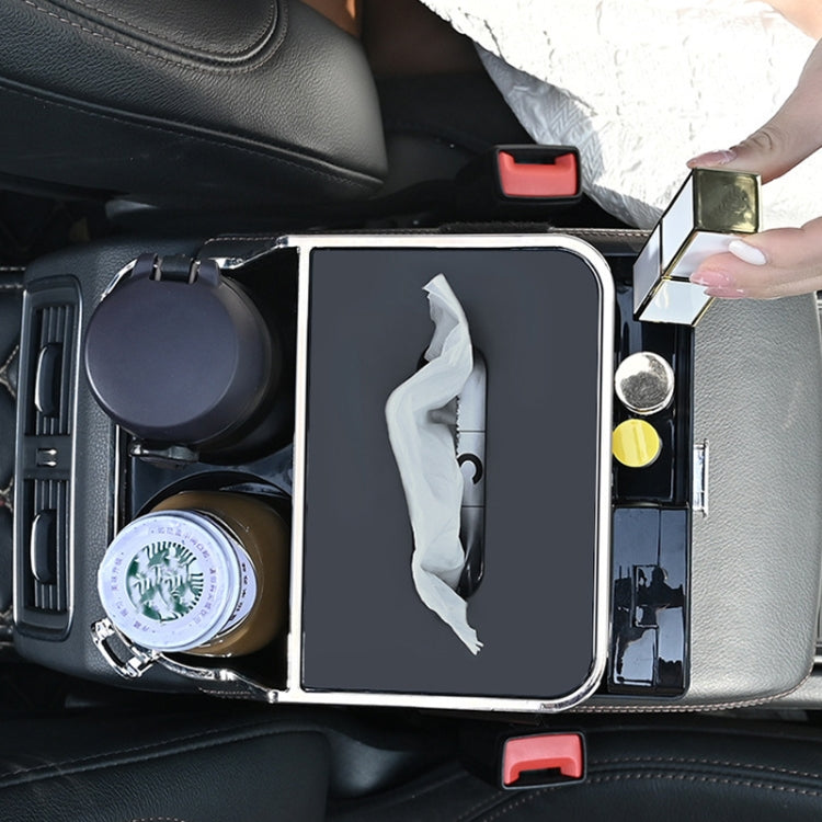 Car Tissue Box Multifunction Cup Holder Armrest Box Storage Box(Black)