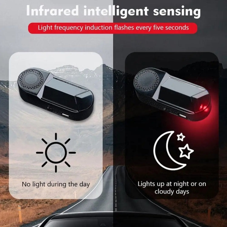 Car Solar Anti-Theft Alarm LED Warning Light With Aromatherapy(Blue Light)