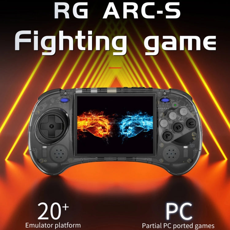 ANBERNIC RG ARC-S Handheld Game Console 4-Inch IPS Screen Linux System Portable Video Arcade 128G(Transparent Blue)