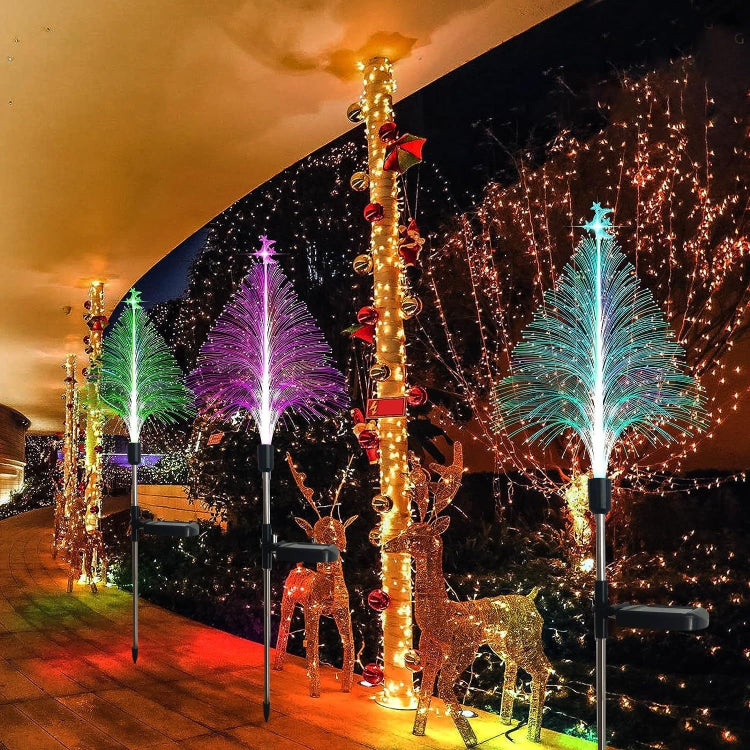 Star Moon Transparent Christmas Tree Solar Light Outdoor Atmosphere Lighting Outdoor Water-resistant Glowing Festival Decorative Lamp