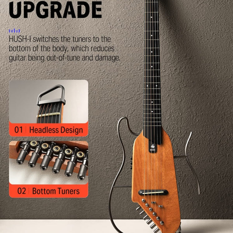 DONNER Smart Headless Silent Guitar Travel Portable Detachable Acoustic Guitar, Style: Mahogany Sunrise Color