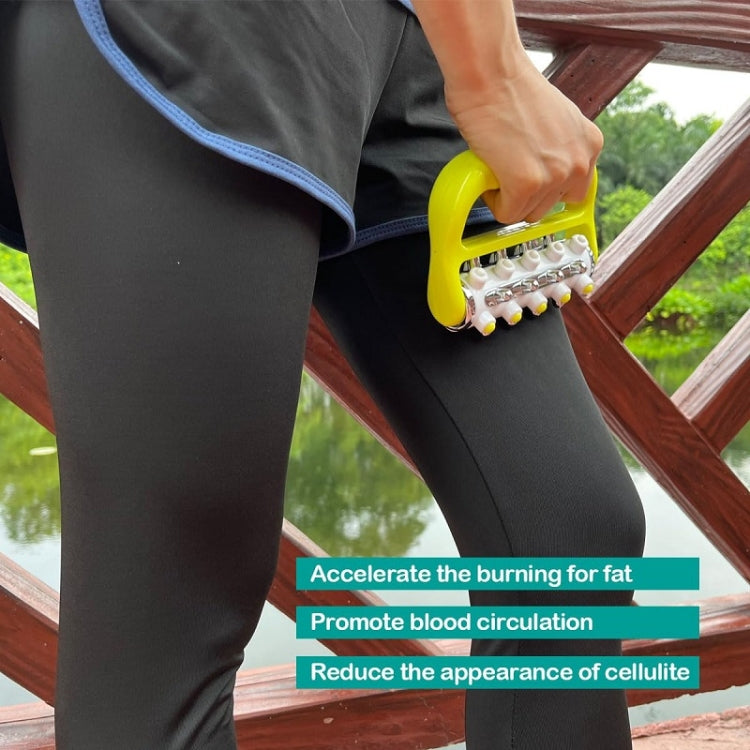 Handheld Curved Five-row Iron Column Roller Soothing Massager(Green) - free shipping - PMC TechLife - Order now!