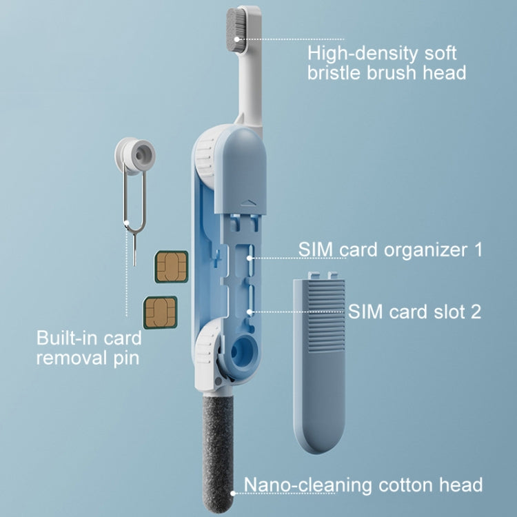 Bluetooth Earphone Cleaning Artifact Phone Dust Removal Tool Multi-Function Cleaning Brush(Grey)