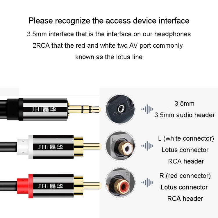 JINGHUA 1 In 2 3.5mm Audio Cable 3.5mm To 2RCA Double Lotus Computer Speaker Cell Phone Plug Cable, Length: 10m - free shipping - PMC Jewellery - Order now!