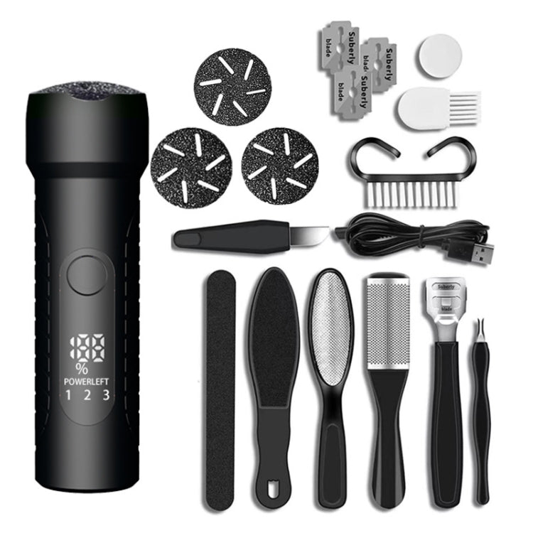 Electric Foot File Pedicure Kit Water-resistant Feet Callus Remover, Spec: Kit 1 Black