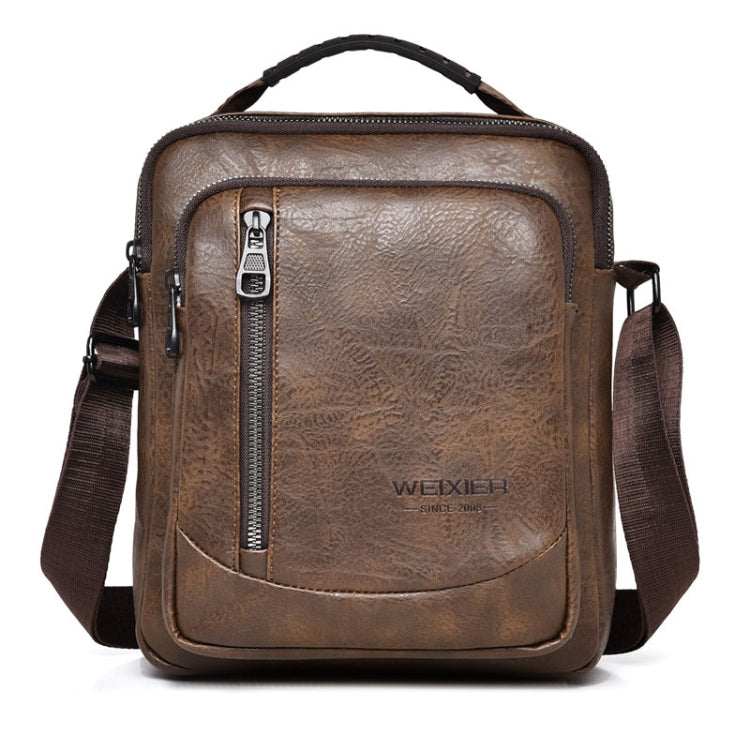 WEIXIER D288 Large Capacity Casual Crossbody Bag Business Water-resistant Single Shoulder Packs(Dark Brown)