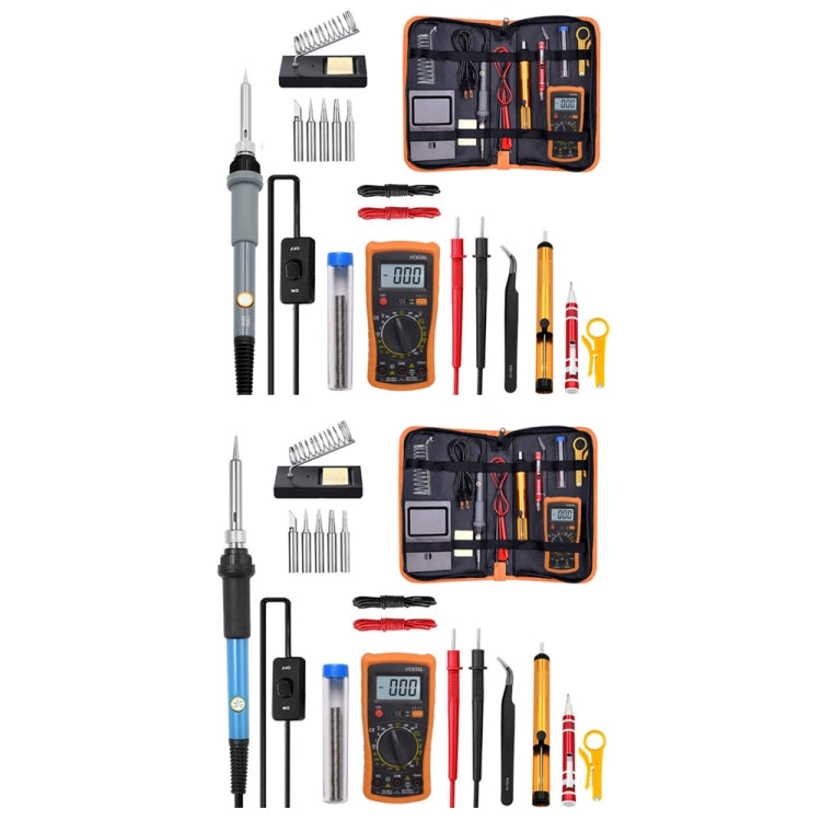 19 in 1 60W Adjustable Temperature Soldering Iron Multimeter Tool Set, Color: Blue EU Plug - free shipping - PMC Jewellery - Order now!