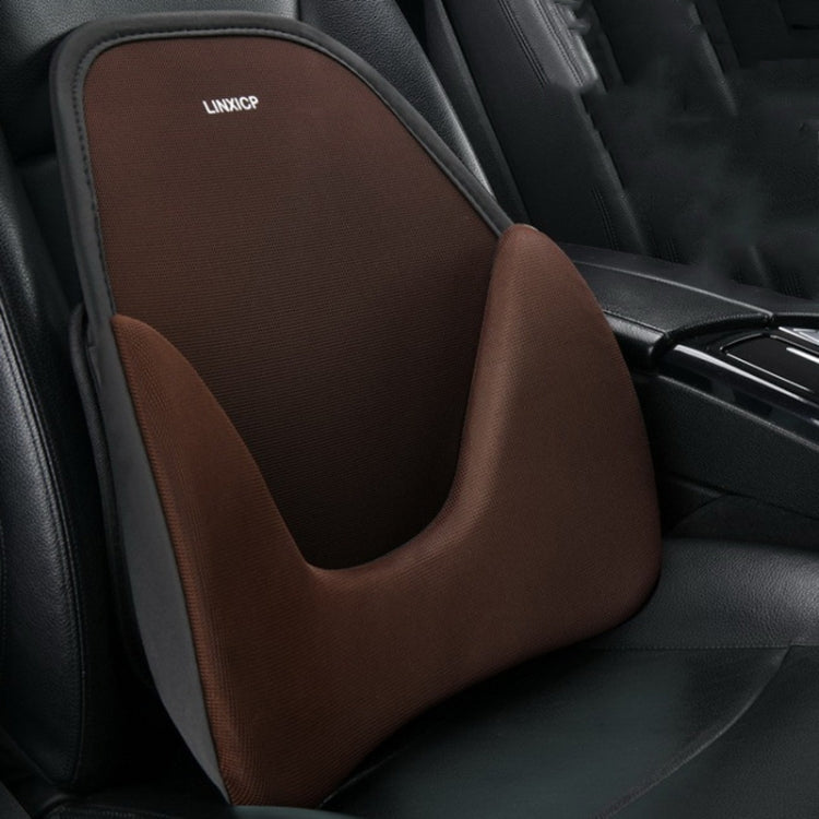 LINXICP 3 In 1 Car Seat Lumbar Cushion Summer Special Memory Foam Breathable Car Back Pad(Coffee)
