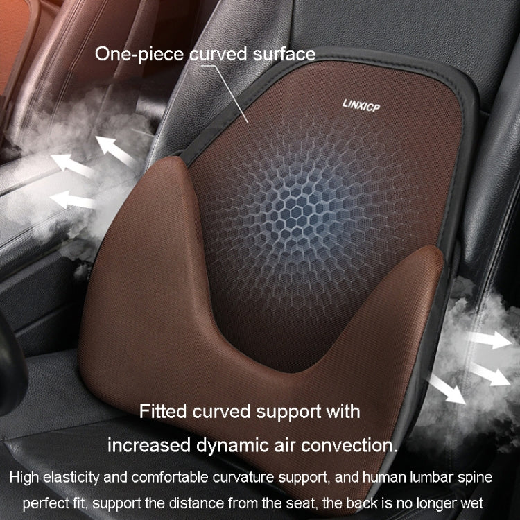 LINXICP 3 In 1 Car Seat Lumbar Cushion Summer Special Memory Foam Breathable Car Back Pad(Coffee)