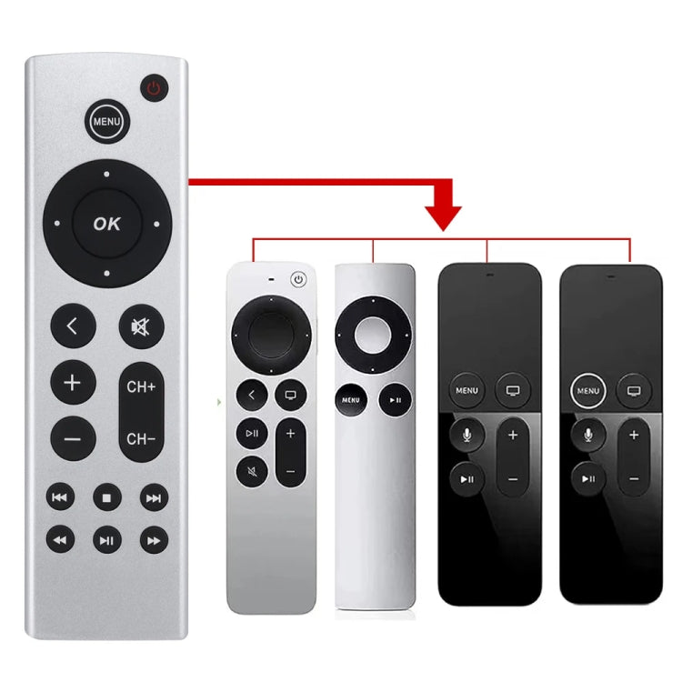 For Apple TV Remote Control 4K / HD A2169 A1842 A1625 Without Voice(Silver) - free shipping - PMC Jewellery - Order now!