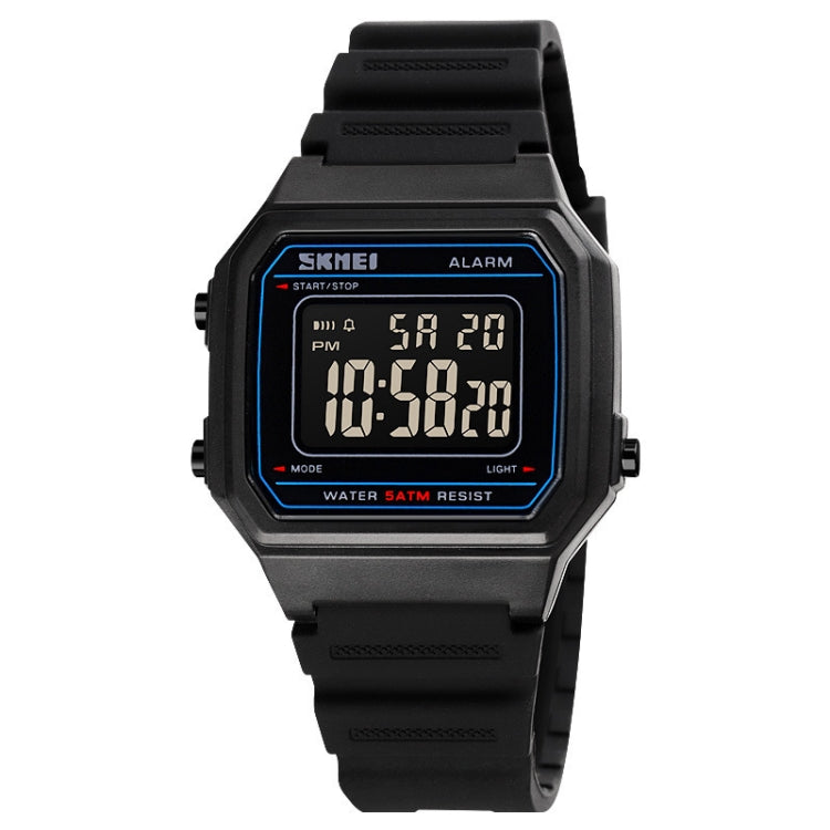 SKMEI 1698 50m Water-resistant Multifunctional Sports Square Pin Buckle Luminous Digital Watch(Black Black)