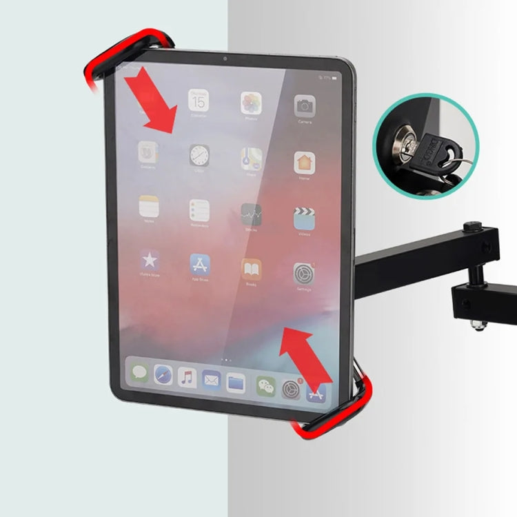 Tablet Wall Mount Holder Foldable Extendable Aluminum Alloy Mount With Anti Theft Security Lock - Lazy Bracket by PMC Jewellery | Online Shopping South Africa | PMC Jewellery