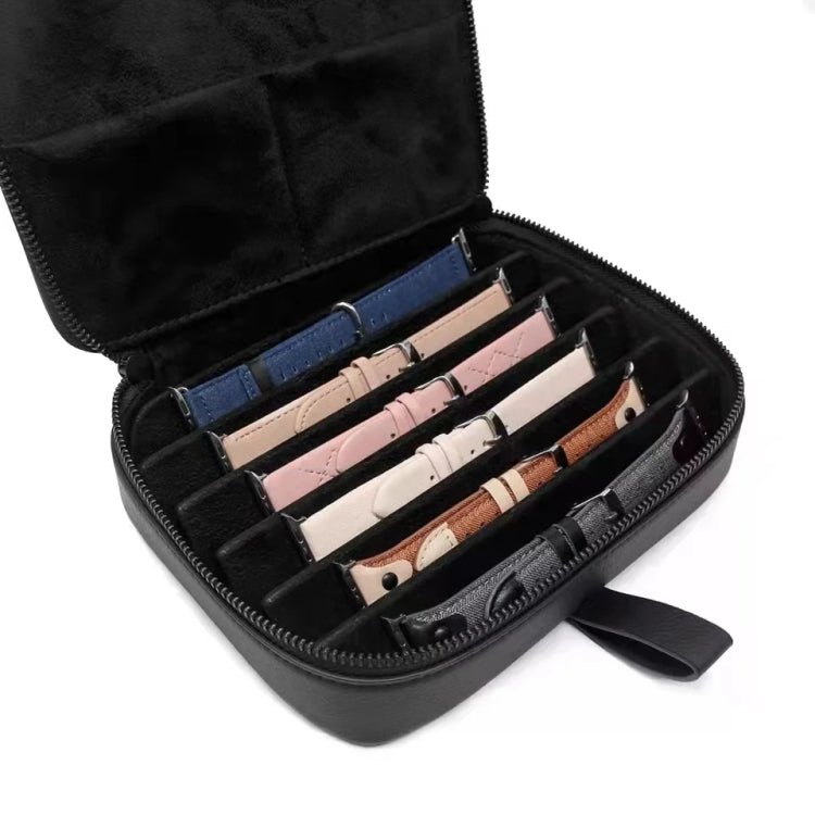 PU Leather Watch Strap Organizer Box For Apple Watch Band Travel Storage Case(Brown)