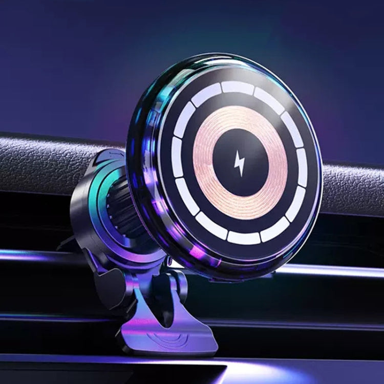 For iPhone Magsafe Magnetic Car Wireless Charger Phone Holder Light Emitting Wireless Charger, Style: Pickup RGB Light