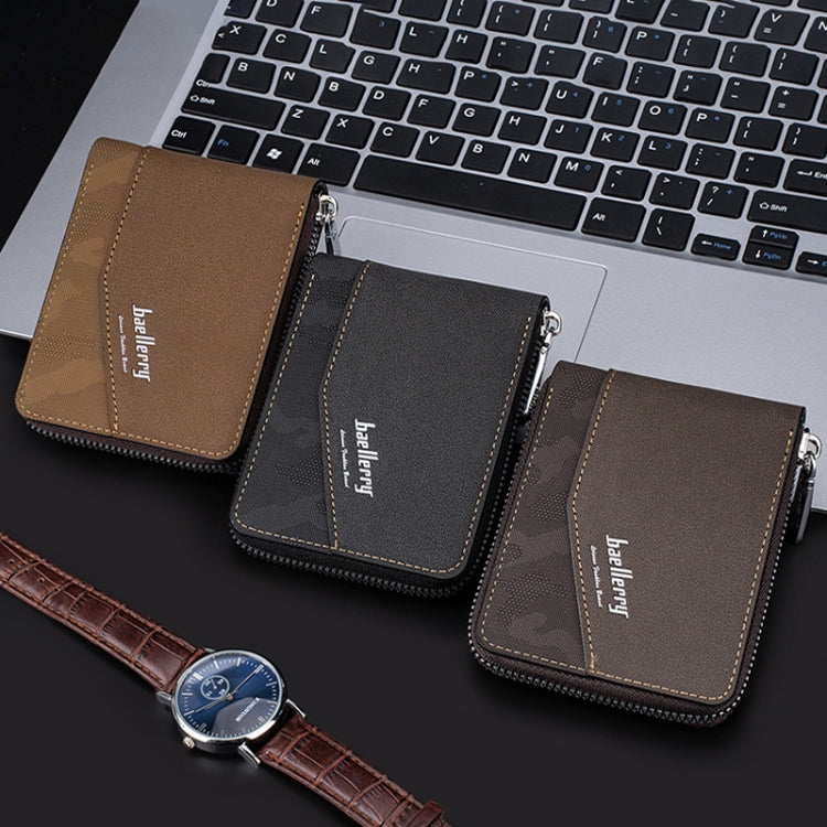 Baellerry D5106 RFID Anti-theft Retro Zipper Wallet Spliced Short Coin Purse(Coffee) - Antimagnetic RFID Package by Baellerry | Online Shopping South Africa | PMC Jewellery | Buy Now Pay Later Mobicred