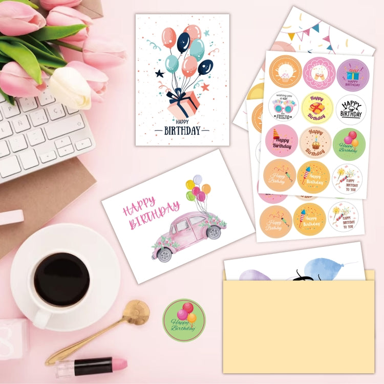 24pcs /Set Happy Birthday Greeting Card With Envelopes And Stickers Set(KP002)
