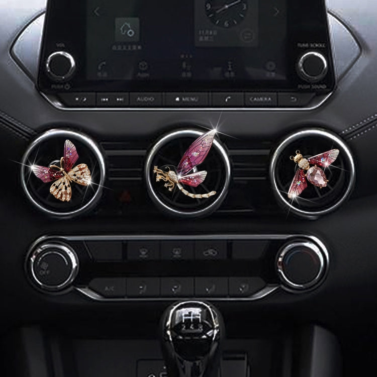 3pcs/set Metal Butterfly Dragonfly Bee Car Air Vent Aromatherapy Decorative Clip(Blue)