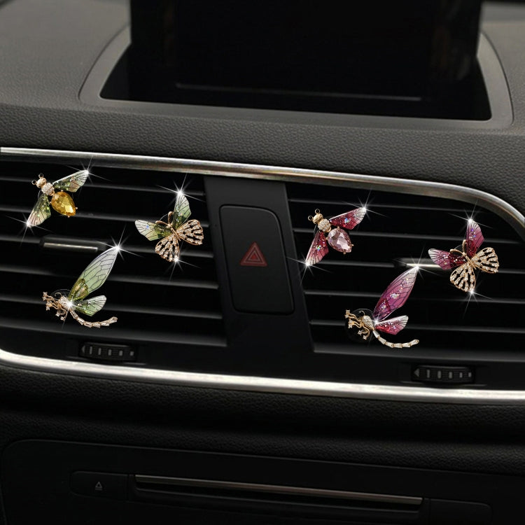 3pcs/set Metal Butterfly Dragonfly Bee Car Air Vent Aromatherapy Decorative Clip(Blue)