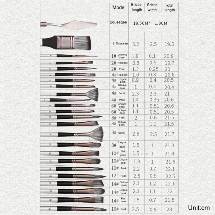 ZHU TING 24pcs /Set Nylon Bristle Paintbrush Set Painting Watercolor Brushes With Cloth Bag(White Rod) - free shipping - PMC TechLife - Order now!