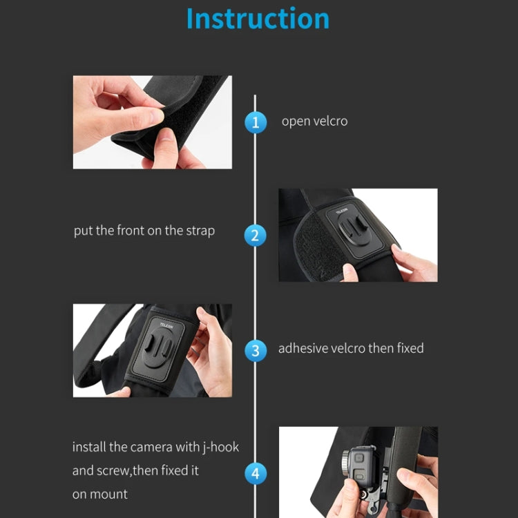 TELESIN Backpack Shoulder Strap Bracket Mount for GoPro Hero / Insta360 / SJCAM / DJI Action Accessories, Spec: Set B
