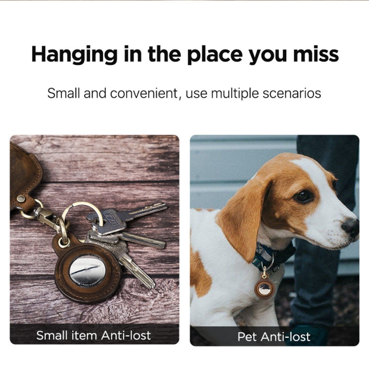 For Airtag CONTACTS FAMILY CF1139 First-layer Cowhide Tracker Protective Case Pet Locator Leather Case(Red) - Key Chain Series by CONTACTS FAMILY | Online Shopping South Africa | PMC Jewellery | Buy Now Pay Later Mobicred