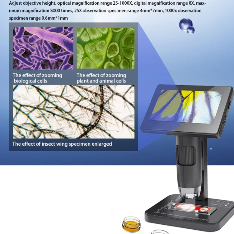 HD Electronic Digital Microscope 5 Inch Screen Touch Key 8000X Biological Cell Electronic Magnifying Glass - free shipping - PMC Jewellery - Order now!