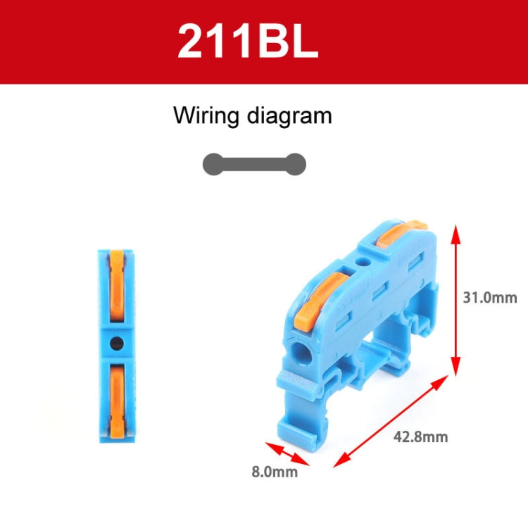 10pcs Guide Rail Type Replacement UK Quick Terminal Block 1 Input 1 Output(Blue)