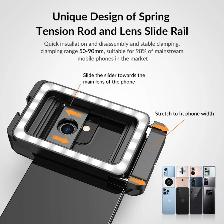 APEXEL Multifunctional Fill Light Phone Clip With 1/4 Inch & M17 M37 Thread Tnterface APL-FL.23