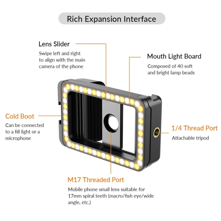 APEXEL Multifunctional Fill Light Phone Clip With 1/4 Inch & M17 M37 Thread Tnterface APL-FL.23